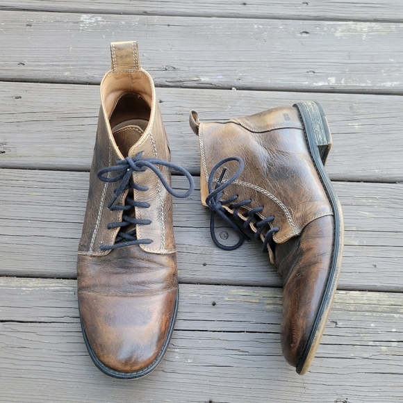 Bed Stu Other - Bed Stu Louis Rustic Teak Brown Distressed Lace-up Leather Ankle Dress Boots 12